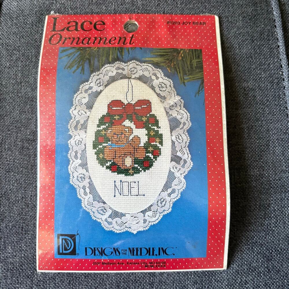 Joy Bear Lace Ornament Vintage Counted Cross Stitch Kit Designs for the Needle